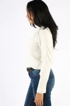 Aggel Cable Knit Jumper In Ivory