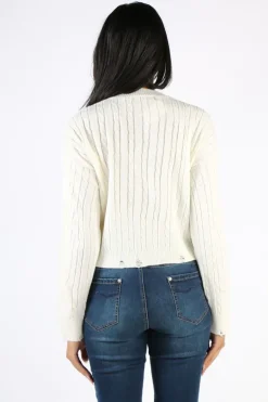 Aggel Cable Knit Jumper In Ivory