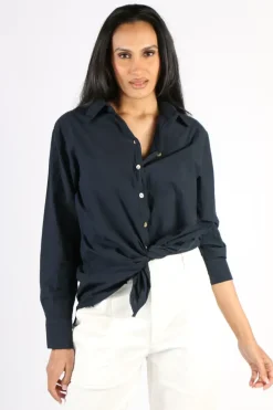 Amici Crinkle Shirt In Navy