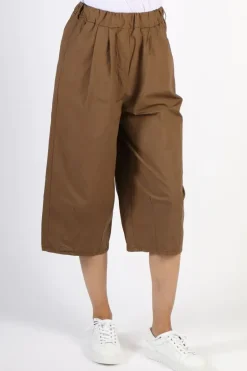 Amici Wide Leg Culotte Pants In Bark.