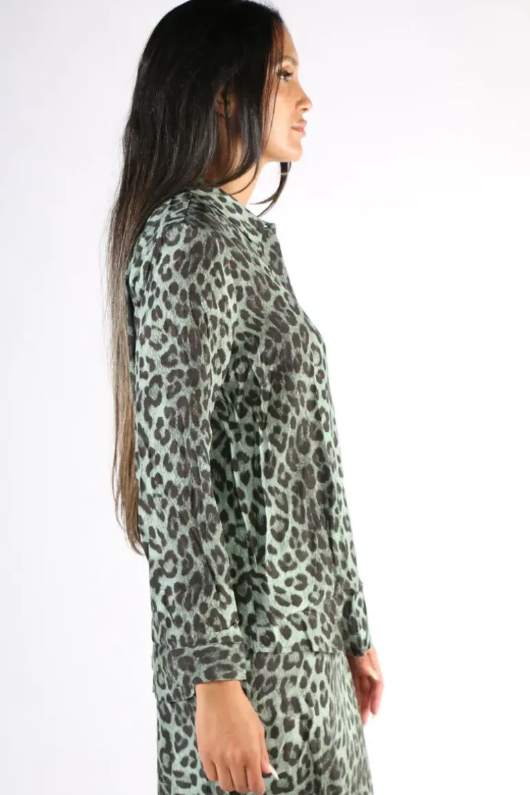 Animal Print Shirt In Green By Jump