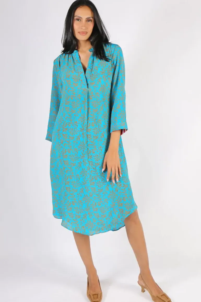 Anumpamaa Roma Vine Dress In Aqua