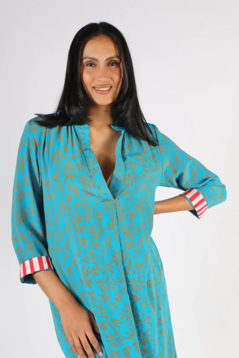 Anumpamaa Roma Vine Dress In Aqua