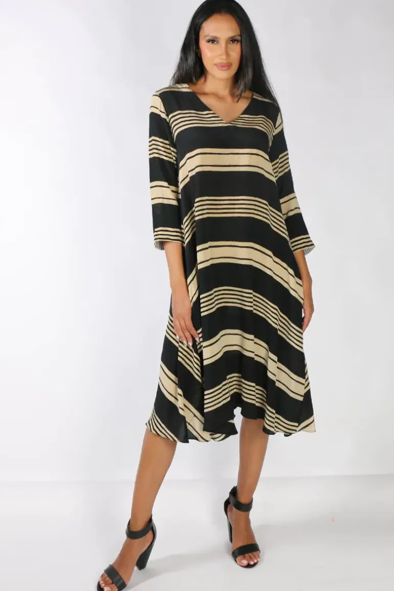 Anupamaa Asana Stripe Dress In Black