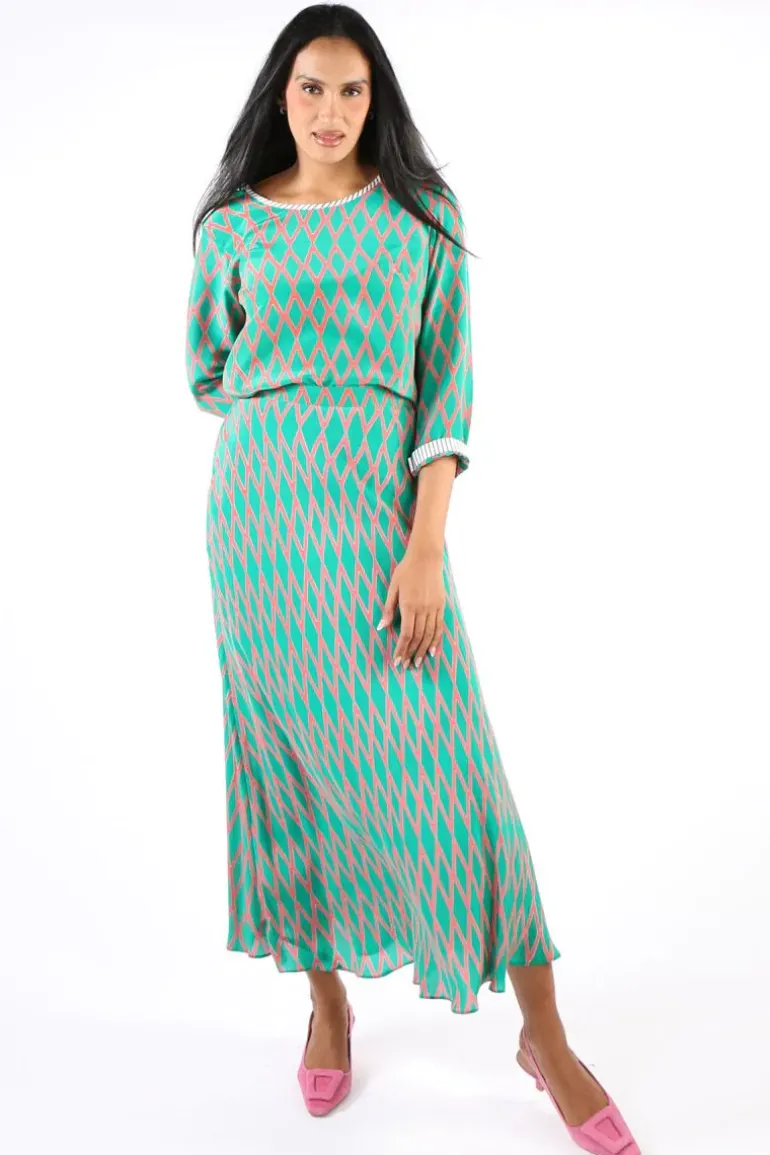 Anupamaa Harlequin Bias Skirt In Green
