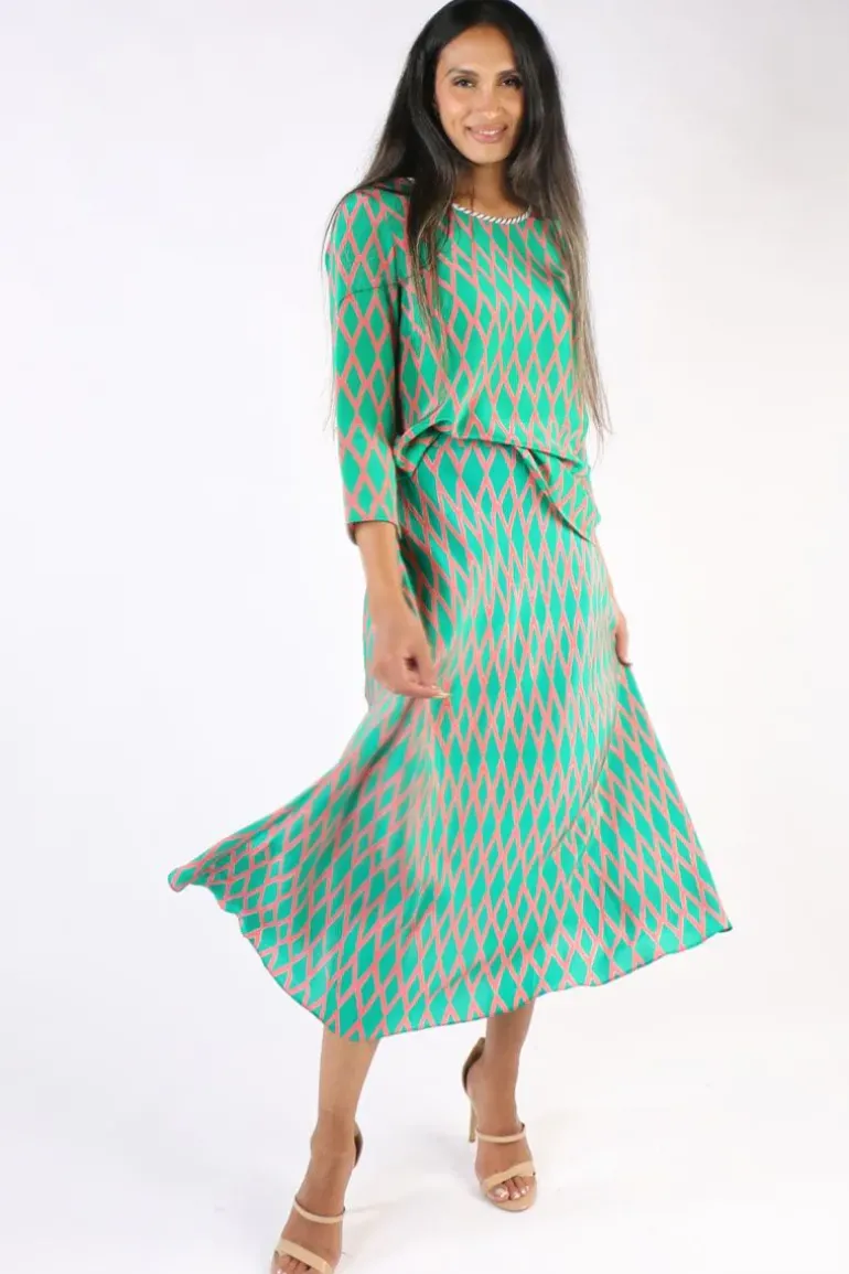 Anupamaa Harlequin Bias Skirt In Green