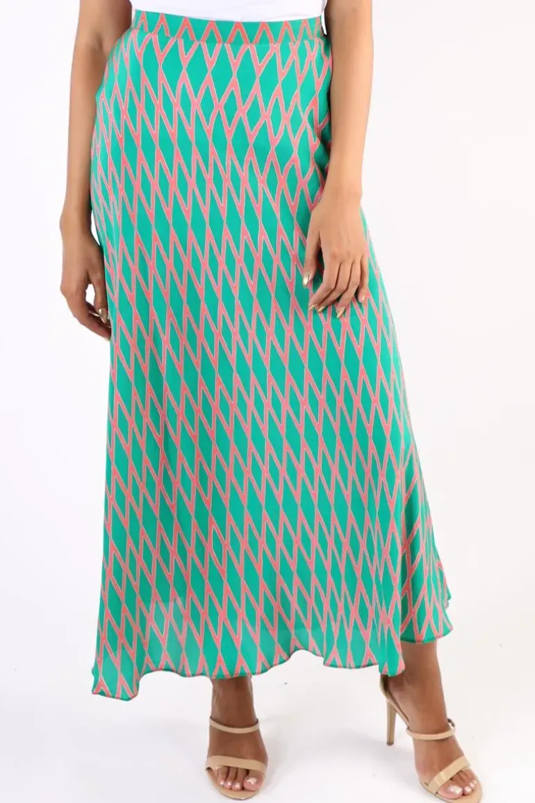 Anupamaa Harlequin Bias Skirt In Green
