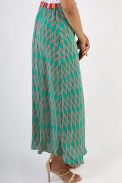 Anupamaa Harlequin Bias Skirt In Green