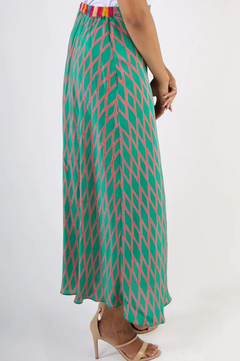 Anupamaa Harlequin Bias Skirt In Green