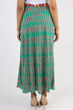Anupamaa Harlequin Bias Skirt In Green