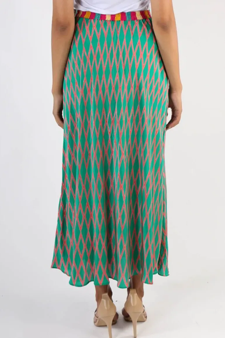 Anupamaa Harlequin Bias Skirt In Green