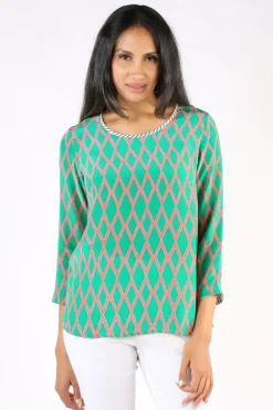 Anupamaa Harlequin Sarine Top In Green