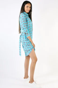 Anupamaa Mens Check Shirt Dress In Aqua