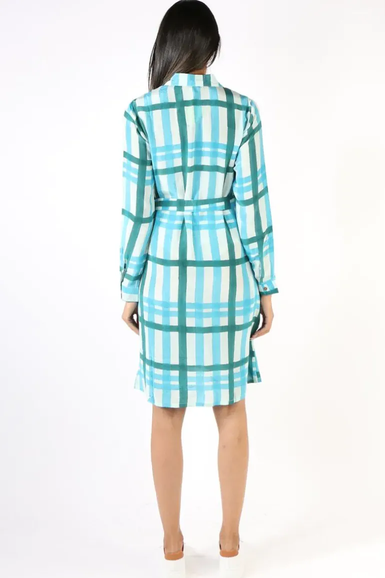 Anupamaa Mens Plaid Shirt Dress In Teal