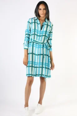 Anupamaa Mens Plaid Shirt Dress In Teal