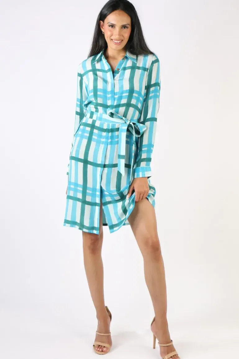Anupamaa Mens Plaid Shirt Dress In Teal