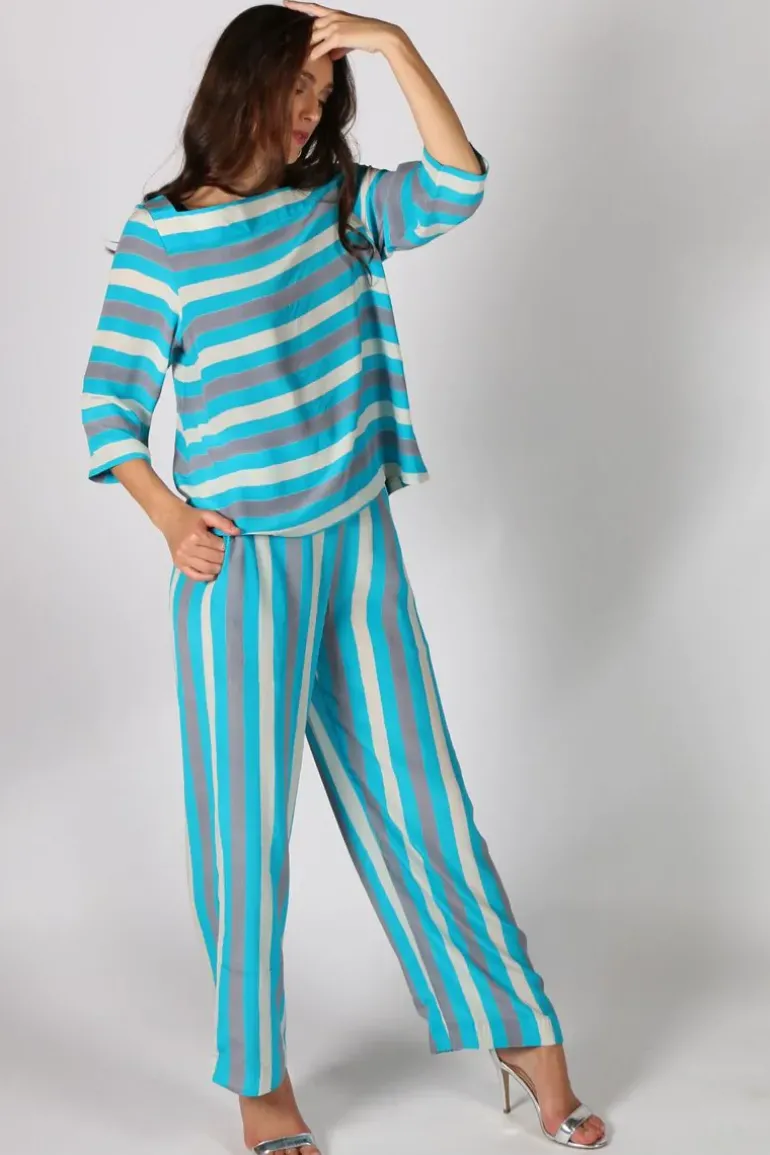 Anupamaa Palazzo Stripe Pant In Aqua
