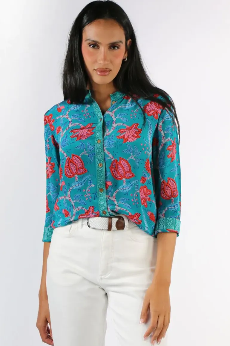 Anupamaa Panama Bouquet Top In Steel