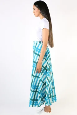 Anupamaa Plaid Check Skirt In Teal