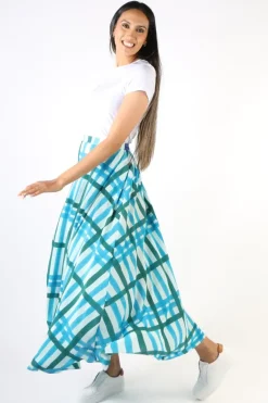 Anupamaa Plaid Check Skirt In Teal