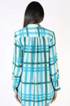 Anupamaa Plaid Rome Shirt In Teal
