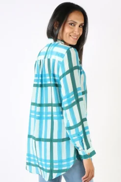 Anupamaa Plaid Rome Shirt In Teal