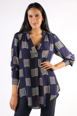 Anupamaa Roma Block Shirt In Navy
