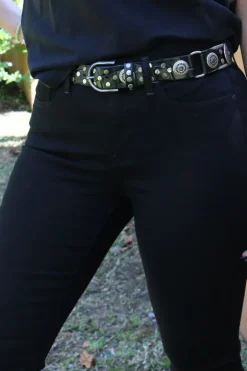 B Belt Leather And Mesh Theo Belt In Black