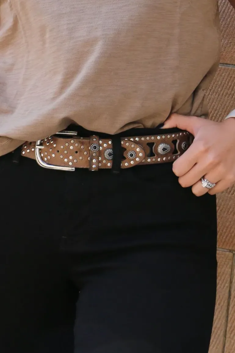B Belt Studded Toni Belt In Taupe