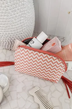 Baby Audrey Chevron Make Up Bag In Peach