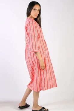 Bagruu Brunei Candy Stripe Dress In Red