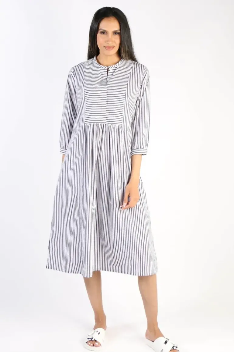 Bagruu Brunei Single Stripe Dress In Navy