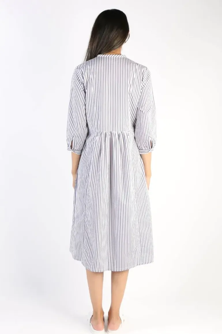 Bagruu Brunei Single Stripe Dress In Navy