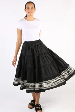 Bagruu Diwali Border Print Skirt In Black