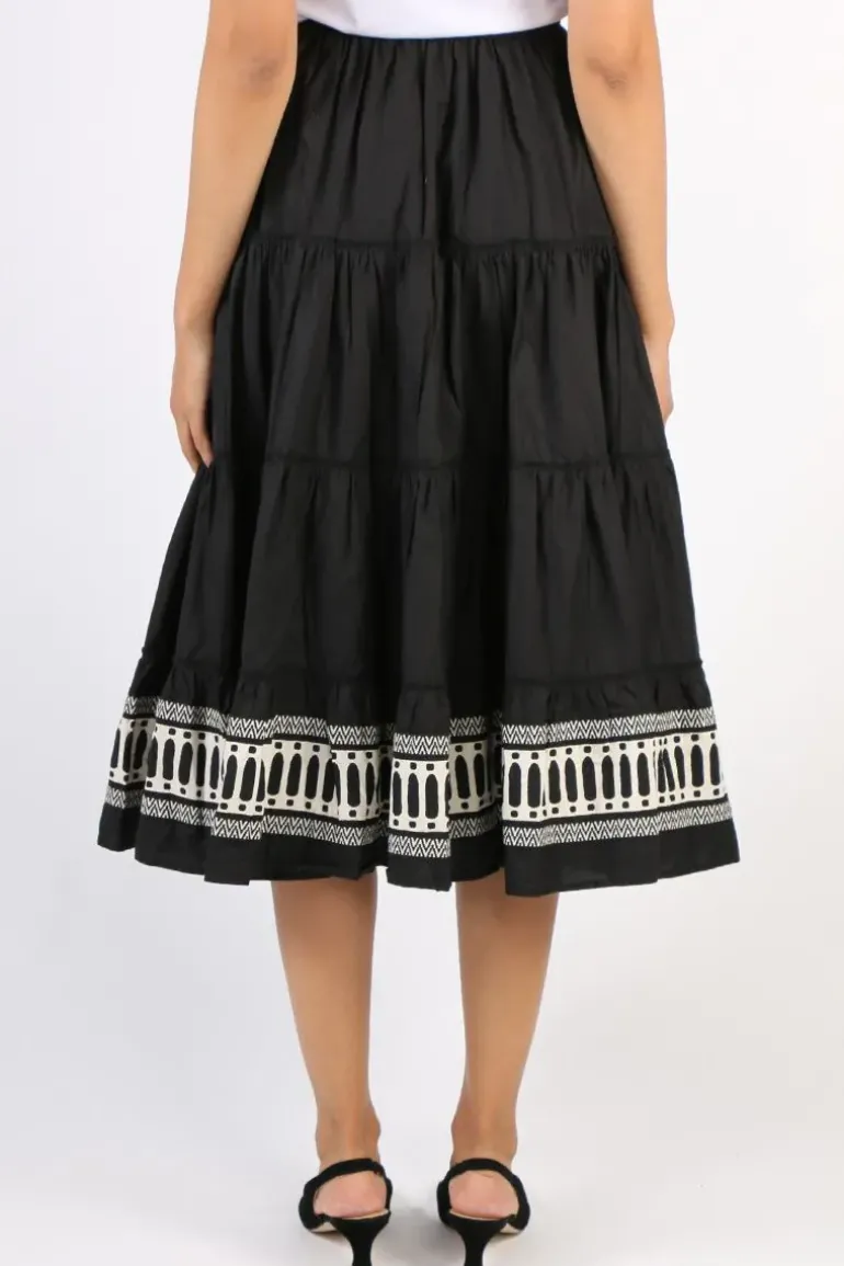 Bagruu Diwali Border Print Skirt In Black