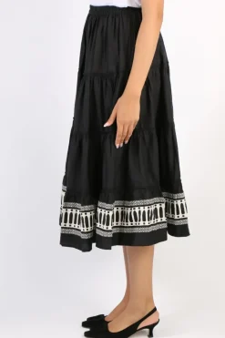 Bagruu Diwali Border Print Skirt In Black