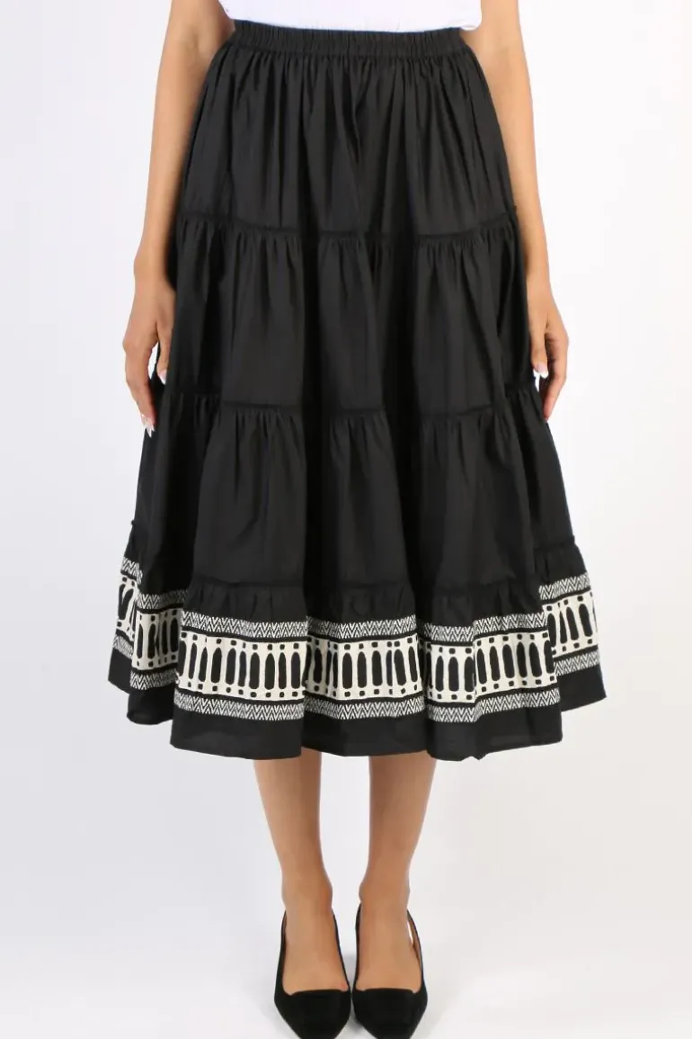 Bagruu Diwali Border Print Skirt In Black