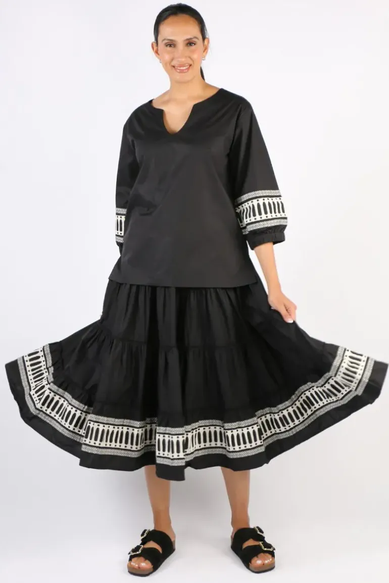 Bagruu Diwali Border Print Skirt In Black