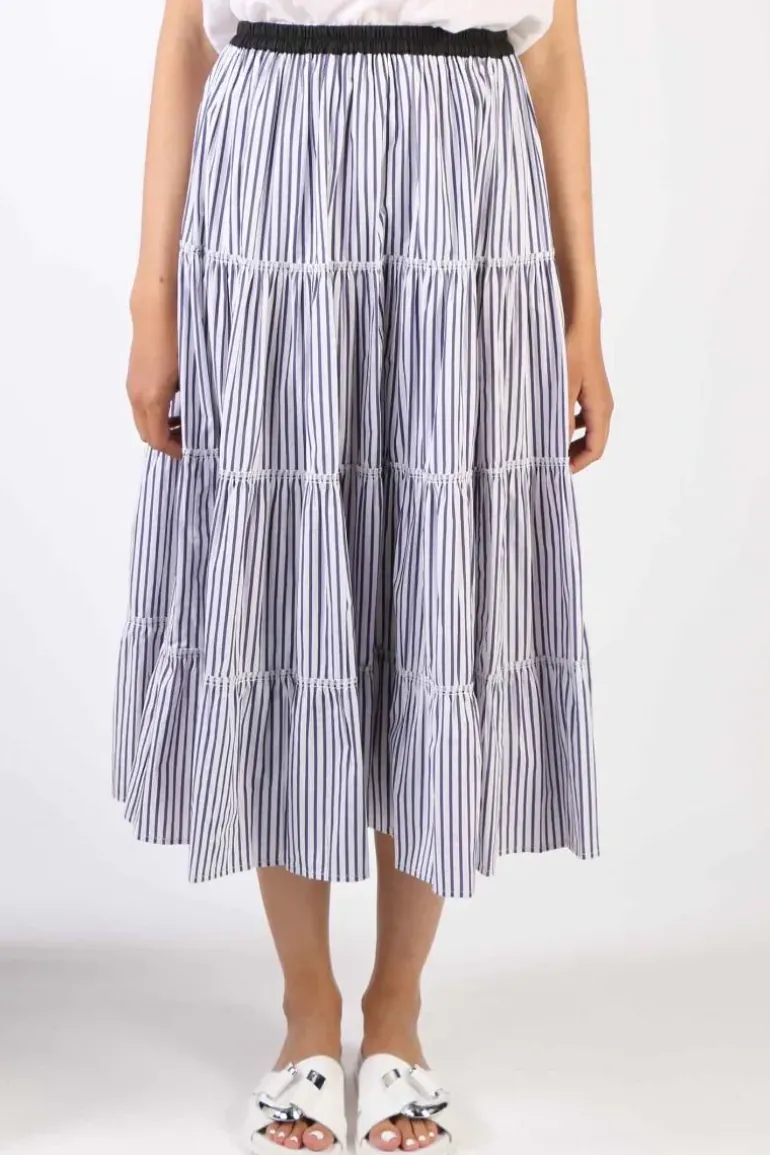 Bagruu Diwali Single Stripe Skirt In Navy