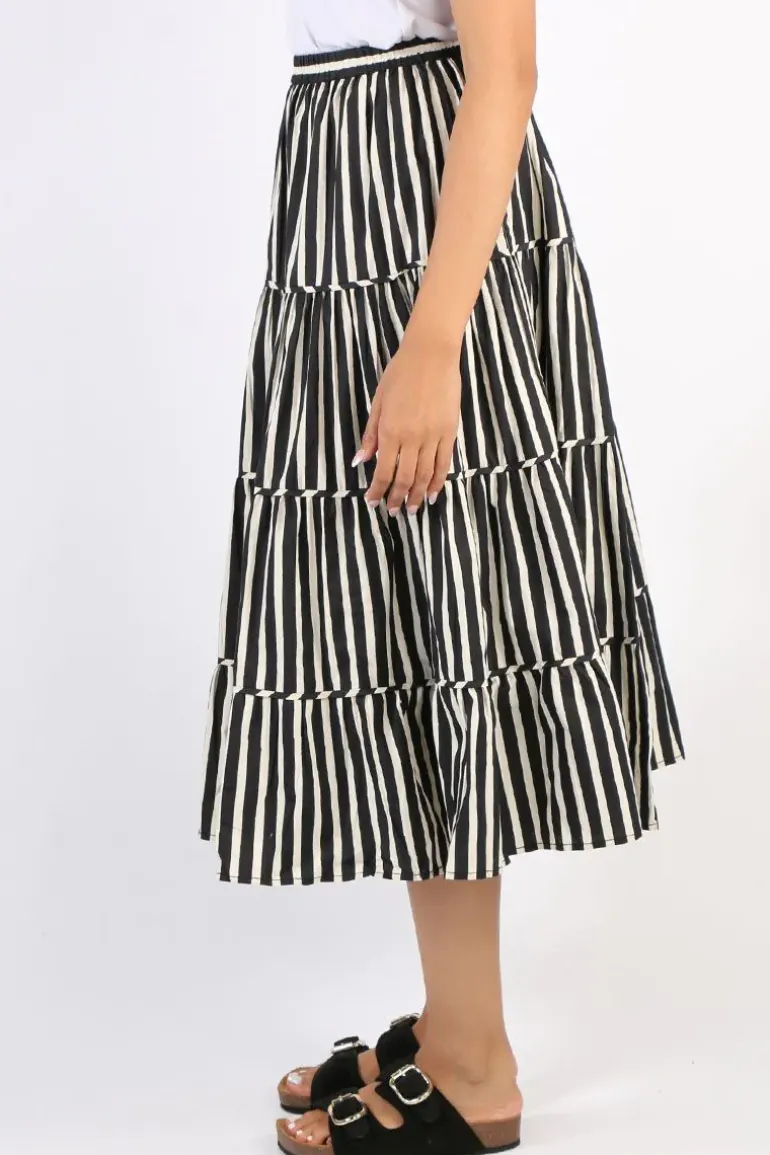 Bagruu Diwali Stripe Skirt In Black