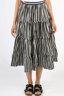 Bagruu Diwali Stripe Skirt In Black