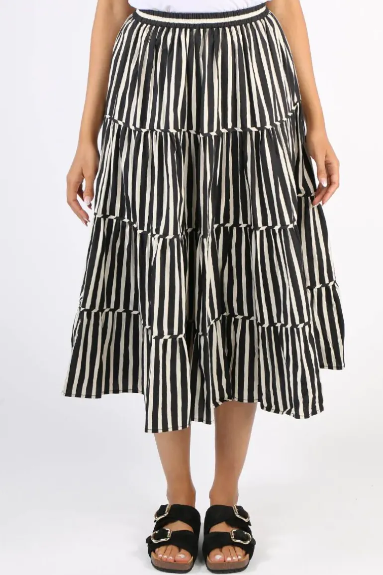 Bagruu Diwali Stripe Skirt In Black