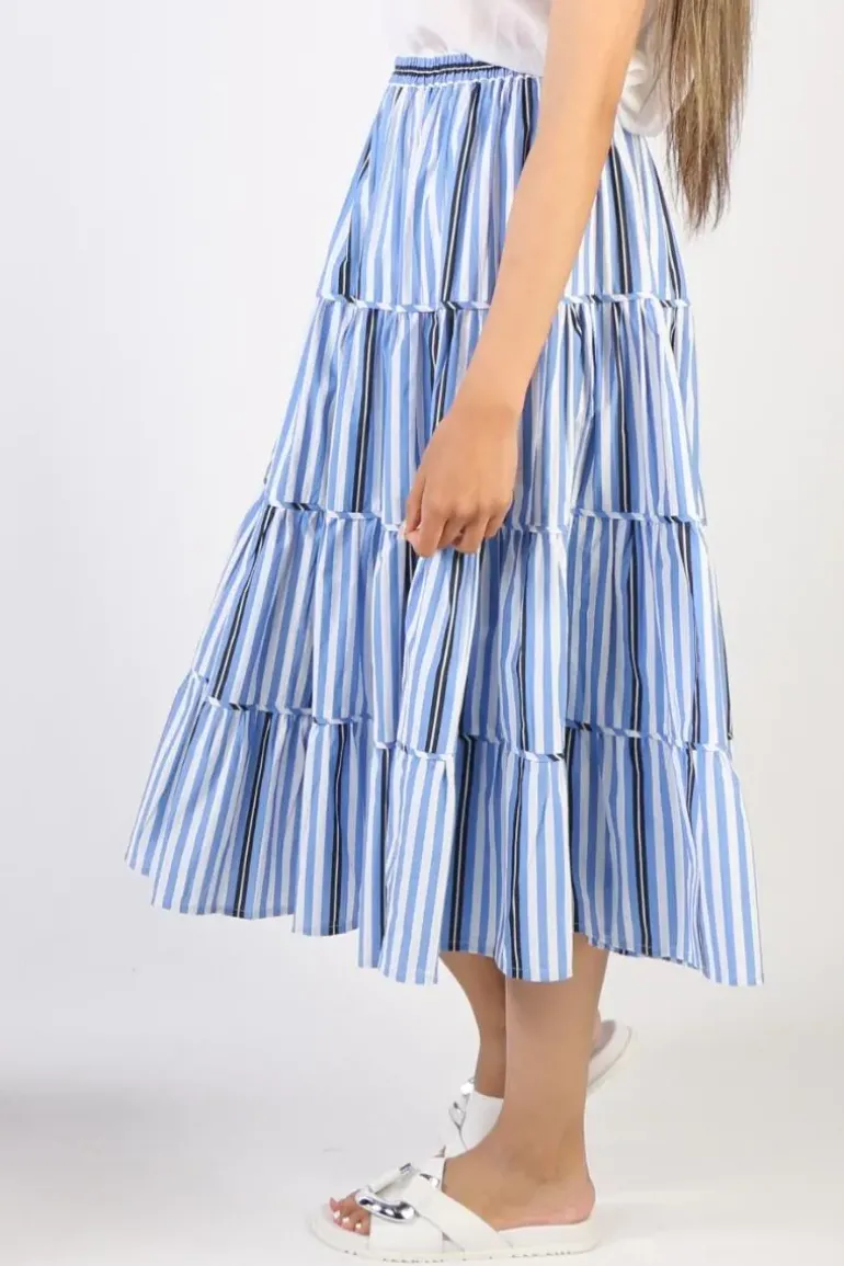Bagruu Diwali Surf Stripe Skirt In Blue
