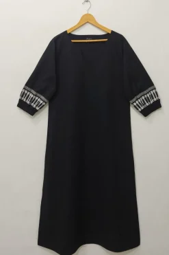 Bagruu Elena Border Print Dress In Black