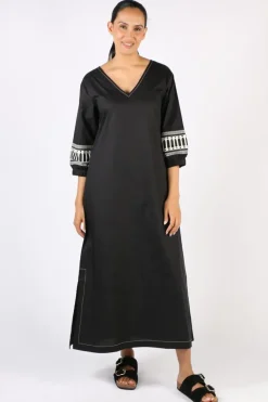 Bagruu Elena Border Print Dress In Black