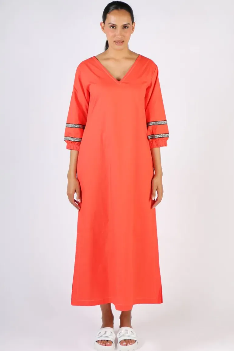 Bagruu Elena Twill Dress In Poppy