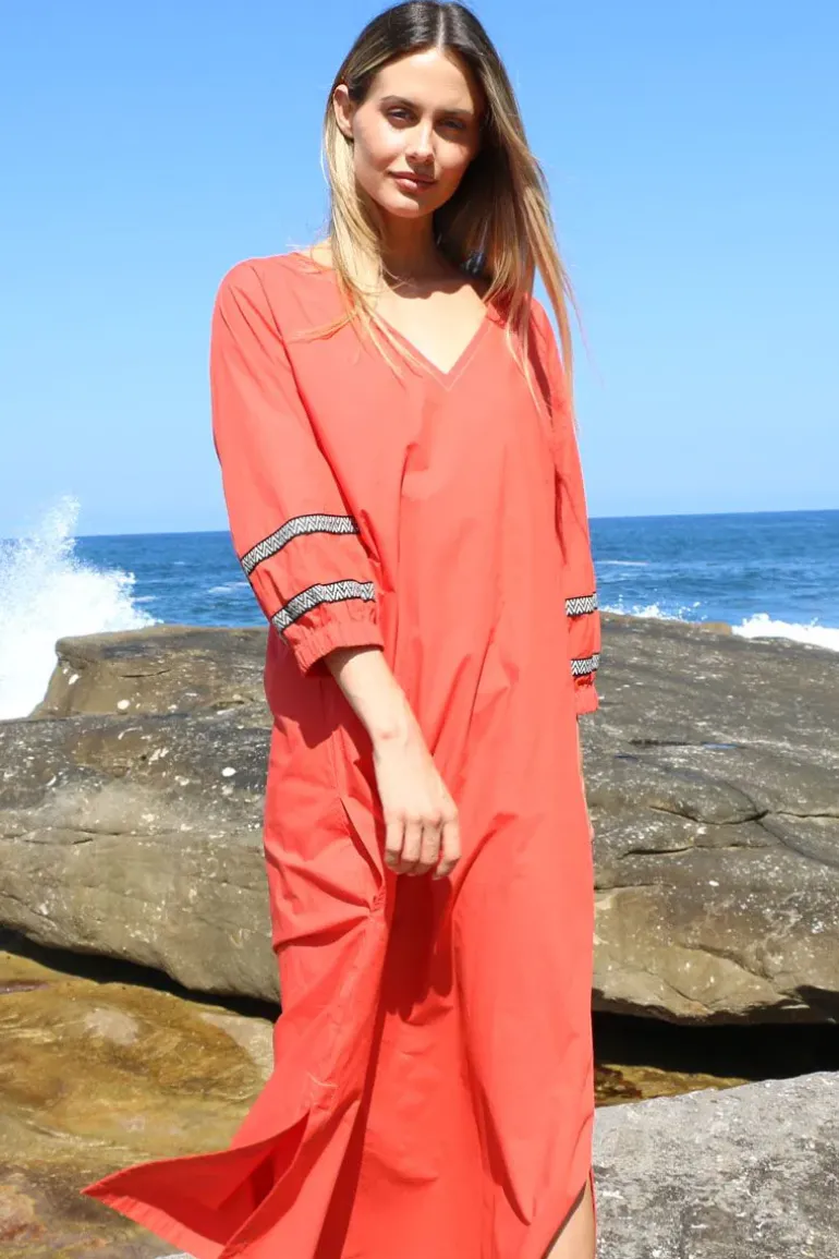 Bagruu Elena Twill Dress In Poppy