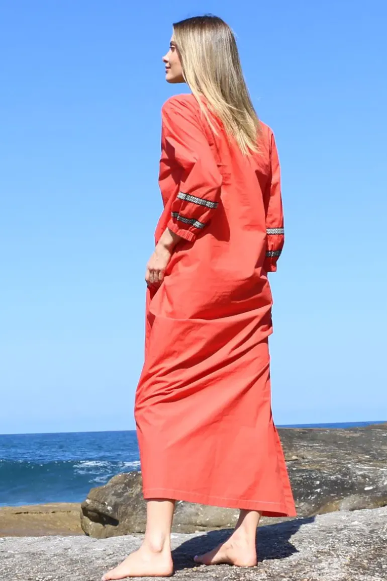 Bagruu Elena Twill Dress In Poppy