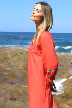 Bagruu Elena Twill Dress In Poppy