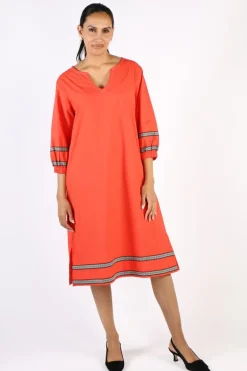 Bagruu Elena Twill Short Dress In Poppy